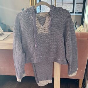 Vintage Havana Lavender V-Neck Hooded Sweater Set